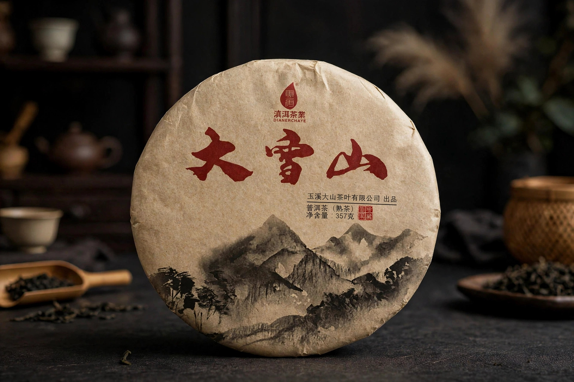 大雪山 普洱熟茶 茶餅 近觀